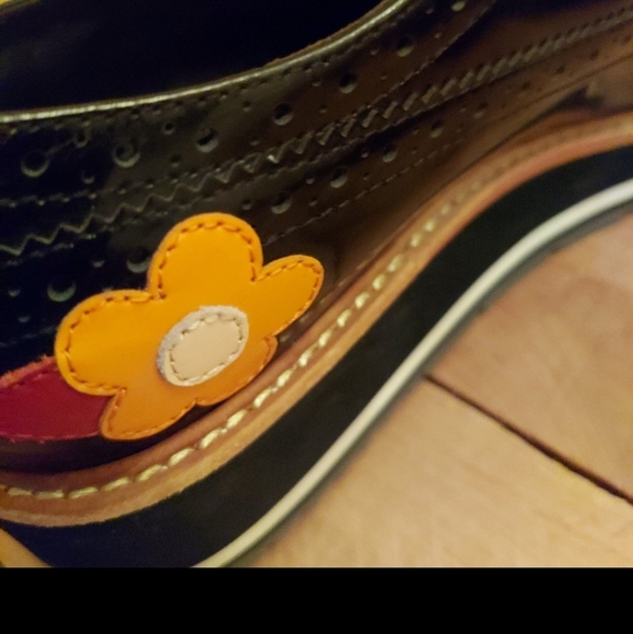 black oxford lace-up platform wedge flower Gaby Studio - Picture 6 of 8